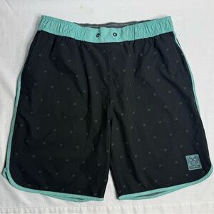 Dixxon Men's Small Chad Shorts Black Board Swim Trunks Zipped Pocket
